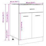 Armoire de plancher à tiroir Gris béton 60x46x81,5 cm Aggloméré – Image 9