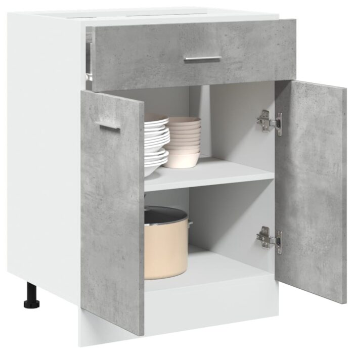 Armoire de plancher à tiroir Gris béton 60x46x81,5 cm Aggloméré – Image 1