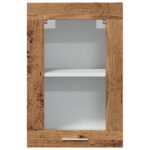 Armoire en verre suspendue "Lyon" vieux bois 40x31x60 cm – Image 2