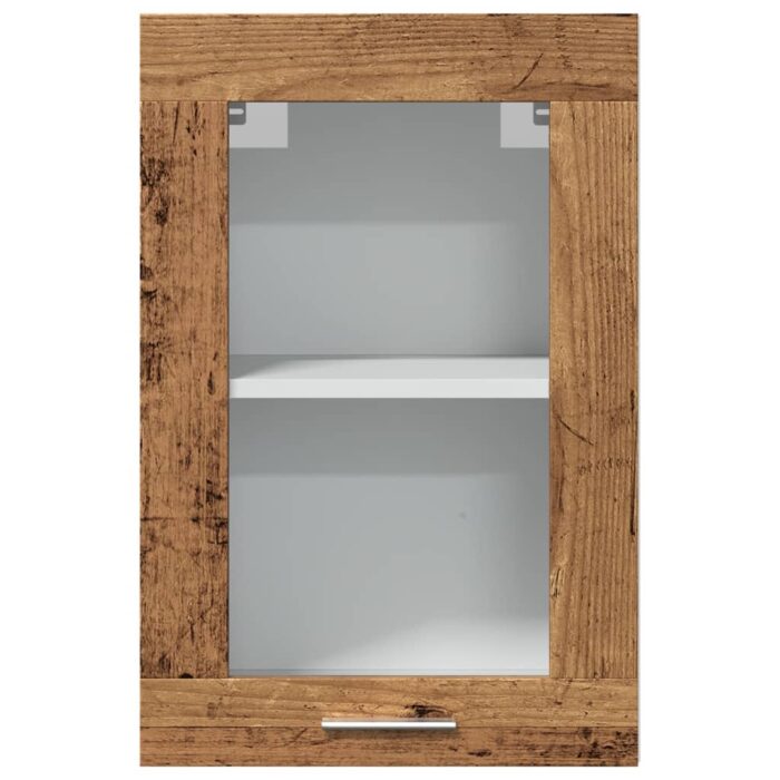 Armoire en verre suspendue "Lyon" vieux bois 40x31x60 cm – Image 2