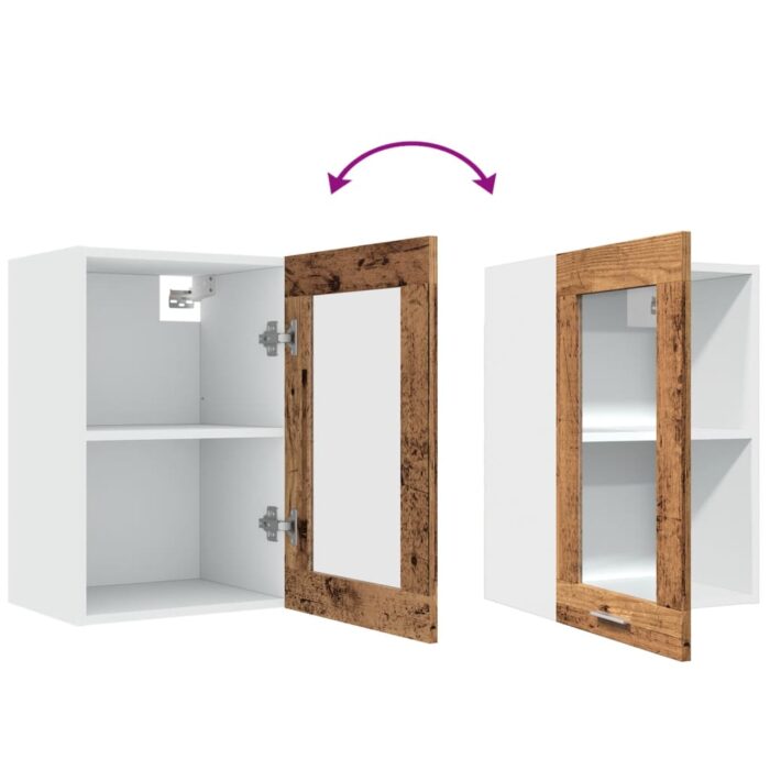 Armoire en verre suspendue "Lyon" vieux bois 40x31x60 cm – Image 6