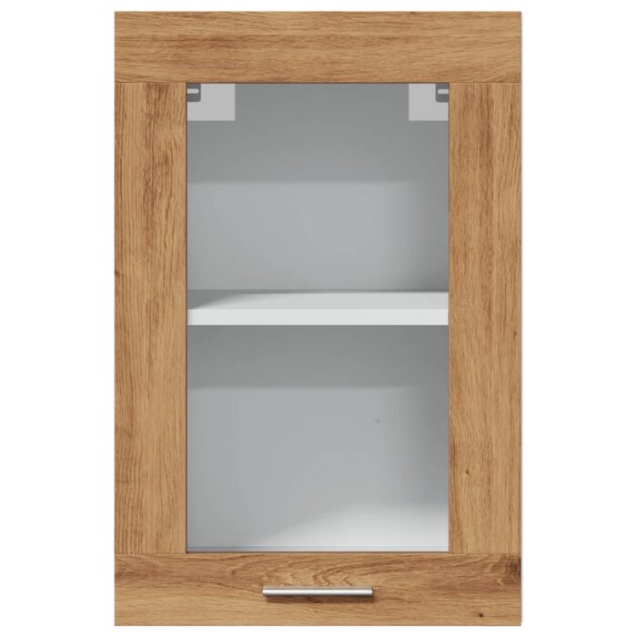 Armoire vitrée suspendue "Lyon" chêne artisanal 40x31x60 cm – Image 2