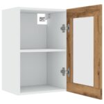 Armoire vitrée suspendue "Lyon" chêne artisanal 40x31x60 cm – Image 3