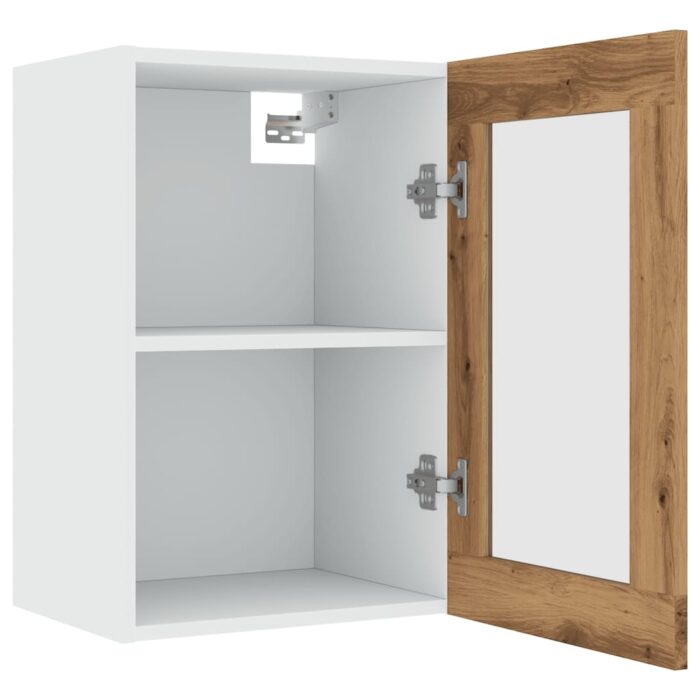 Armoire vitrée suspendue "Lyon" chêne artisanal 40x31x60 cm – Image 3