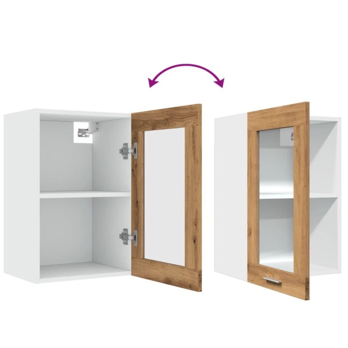 Armoire vitrée suspendue "Lyon" chêne artisanal 40x31x60 cm – Image 6