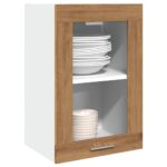 Armoire vitrée suspendue "Lyon" chêne artisanal 40x31x60 cm