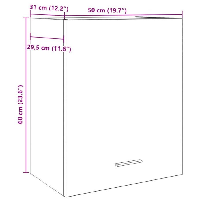 Armoire suspendue Gris béton 50x31x60 cm Aggloméré – Image 9
