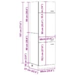 Armoire de réfrigérateur vieux bois 60x57x207cm bois ingénierie – Image 12