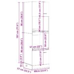 Armoire à micro-ondes Gris béton 60x57x207 cm Aggloméré – Image 11