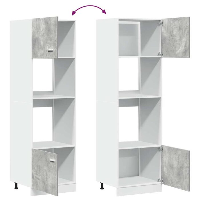 Armoire à micro-ondes Gris béton 60x57x207 cm Aggloméré – Image 6