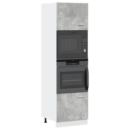 Armoire à micro-ondes Gris béton 60x57x207 cm Aggloméré