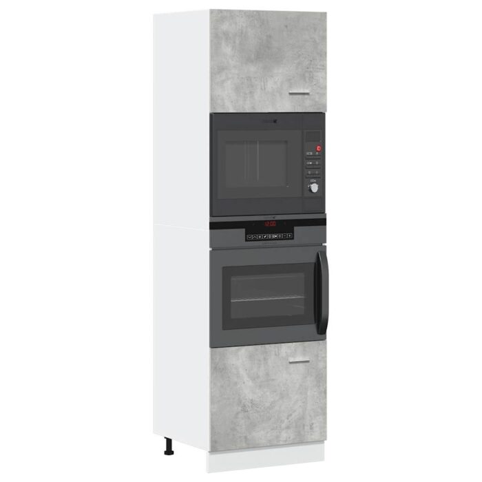 Armoire à micro-ondes Gris béton 60x57x207 cm Aggloméré – Image 1