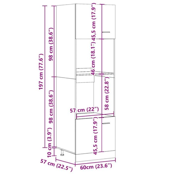 Armoire à micro-ondes "Lyon" chêne artisanal 60x57x207 cm – Image 12