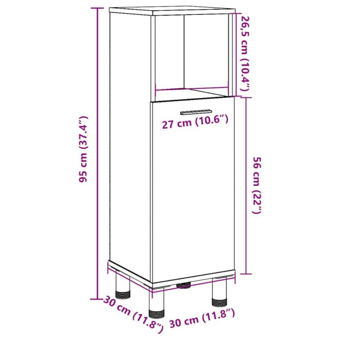 Armoire de salle de bain vieux bois 30x30x95 cm bois ingénierie – Image 9