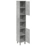 Armoire de salle de bain Gris béton 30x30x179 cm Aggloméré – Image 5