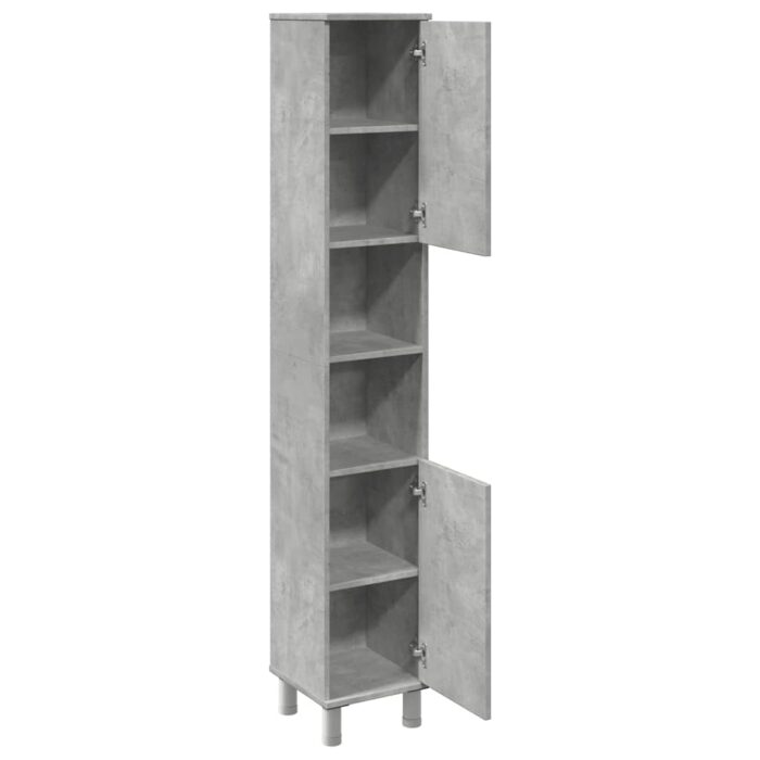 Armoire de salle de bain Gris béton 30x30x179 cm Aggloméré – Image 5