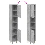 Armoire de salle de bain Gris béton 30x30x179 cm Aggloméré – Image 6