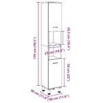 Armoire de salle de bain vieux bois 30x30x179cm bois ingénierie – Image 9