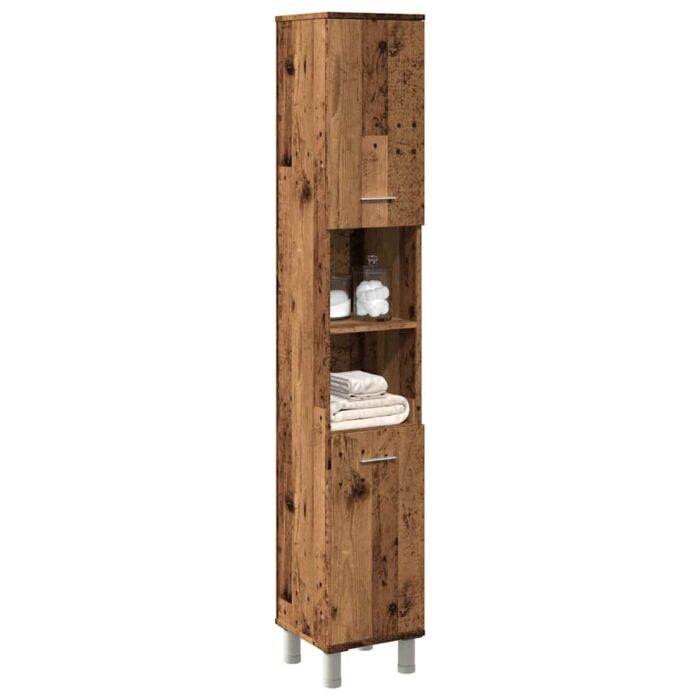 Armoire de salle de bain vieux bois 30x30x179cm bois ingénierie – Image 1