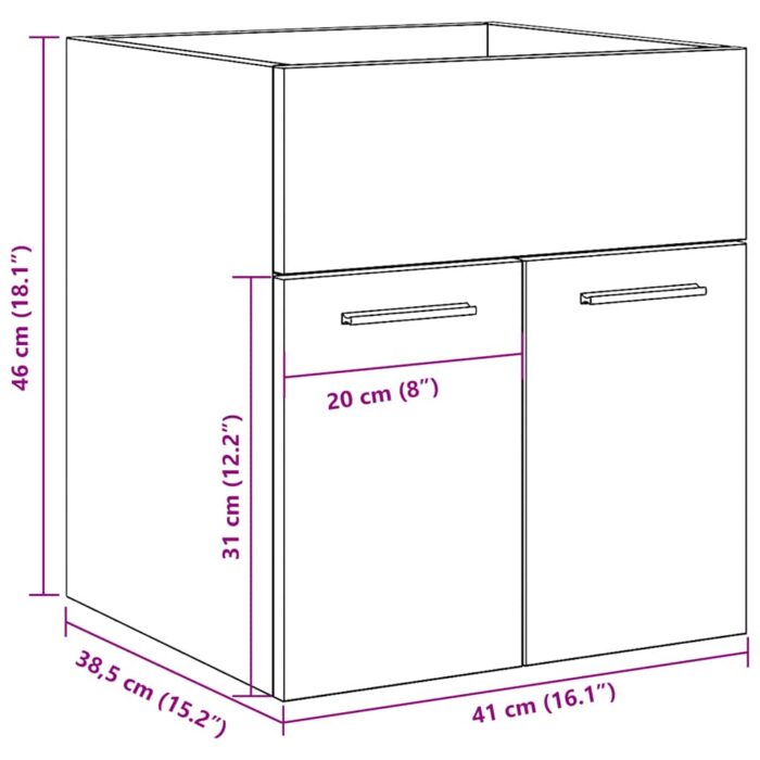 Armoire lavabo de salle de bain chêne sonoma 41x38,5x46 cm – Image 8