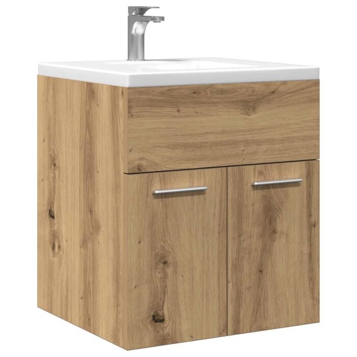 Armoire lavabo de salle de bain chêne artisanal bois ingénierie – Image 1