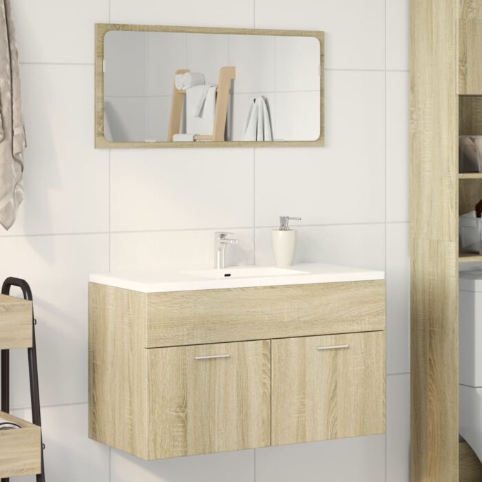 Armoire d'évier Chêne sonoma 80x38,5x46 cm Aggloméré – Image 1