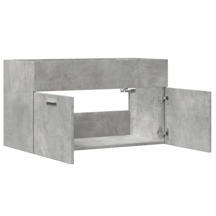 Armoire d'évier Gris béton 80x38,5x46 cm Aggloméré – Image 5