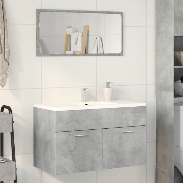 Armoire d'évier Gris béton 80x38,5x46 cm Aggloméré – Image 1