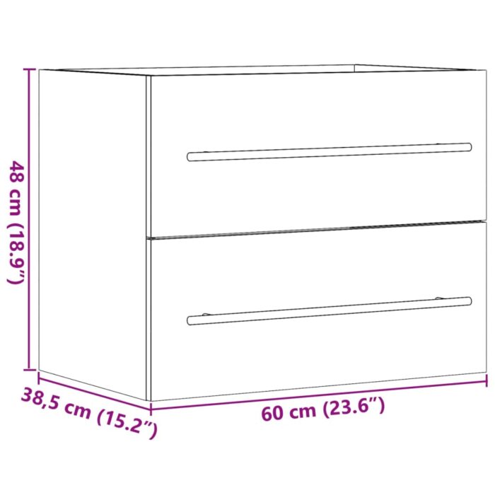 Armoire d'évier Chêne sonoma 60x38,5x48 cm Aggloméré – Image 9