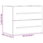 Armoire d'évier Gris béton 60x38,5x48 cm Aggloméré – Image 9