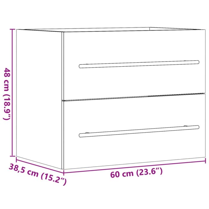 Armoire d'évier Gris béton 60x38,5x48 cm Aggloméré – Image 9