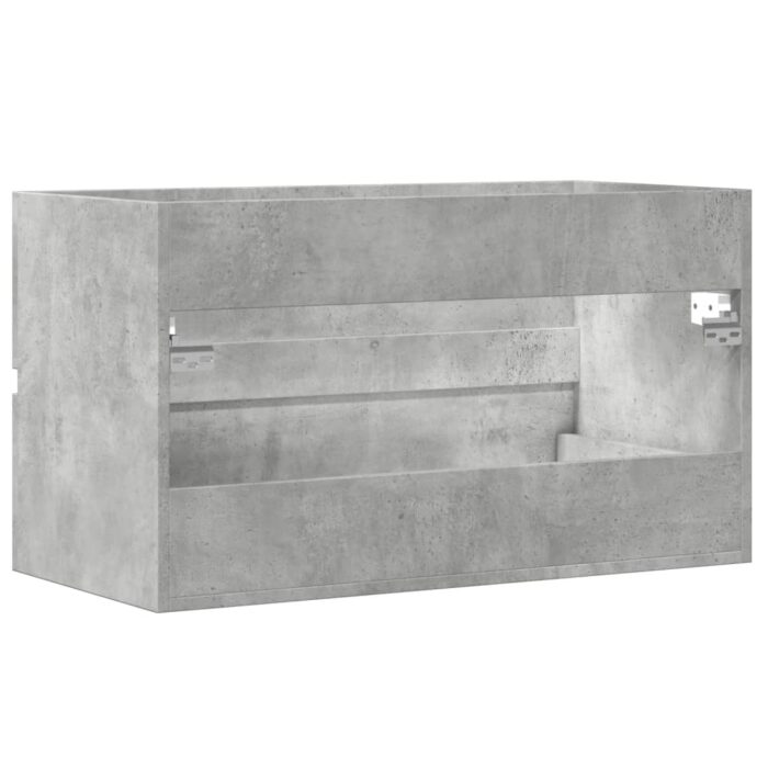 Armoire d'évier Gris béton 90x38,5x45 cm Aggloméré – Image 4