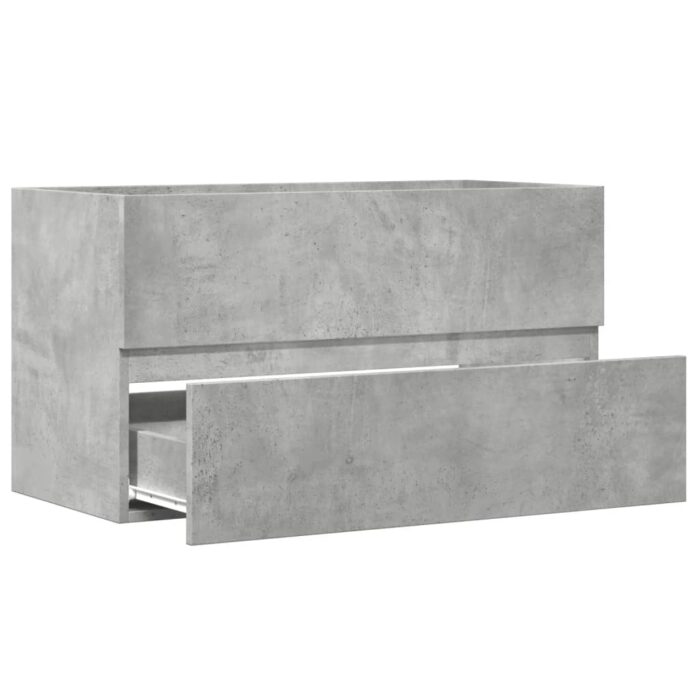 Armoire d'évier Gris béton 90x38,5x45 cm Aggloméré – Image 5