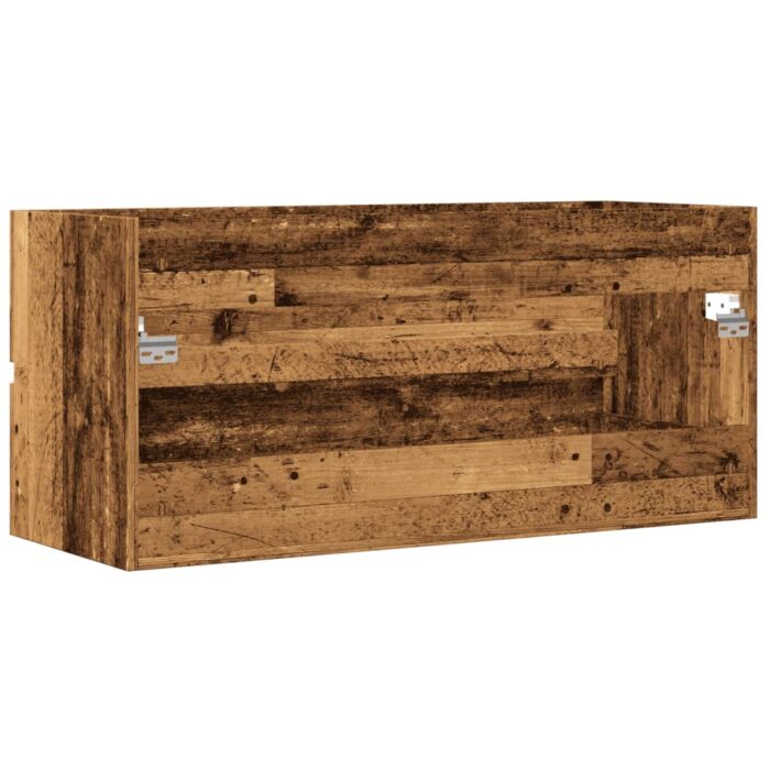 Armoire lavabo vieux bois 100x38,5x45 cm bois d'ingénierie – Image 4