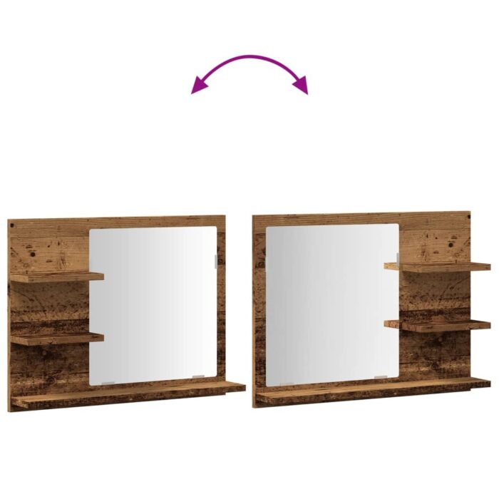 Armoire à miroir de salle de bain vieux bois bois d'ingénierie – Image 5