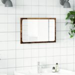 Miroir de salle de bain avec lumière LED vieux bois 60x8,5x38cm – Image 2