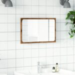 Miroir de salle de bain avec lumière LED chêne artisanal – Image 2