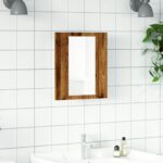 Armoire de salle de bain à miroir LED vieux bois 40x12x45 cm – Image 2