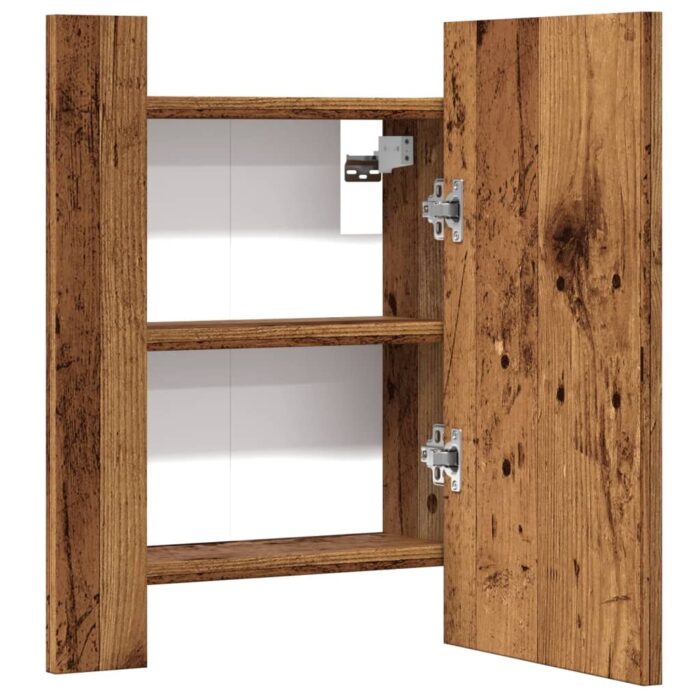 Armoire de salle de bain à miroir LED vieux bois 40x12x45 cm – Image 6