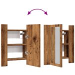 Armoire de salle de bain à miroir LED vieux bois 40x12x45 cm – Image 9