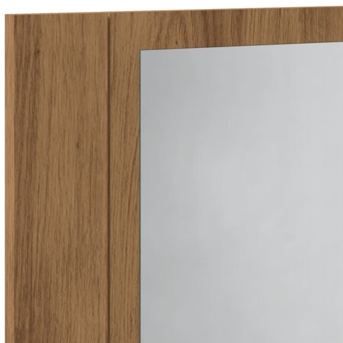 Armoire de salle de bain miroir LED chêne artisanal 40x12x45 cm – Image 10
