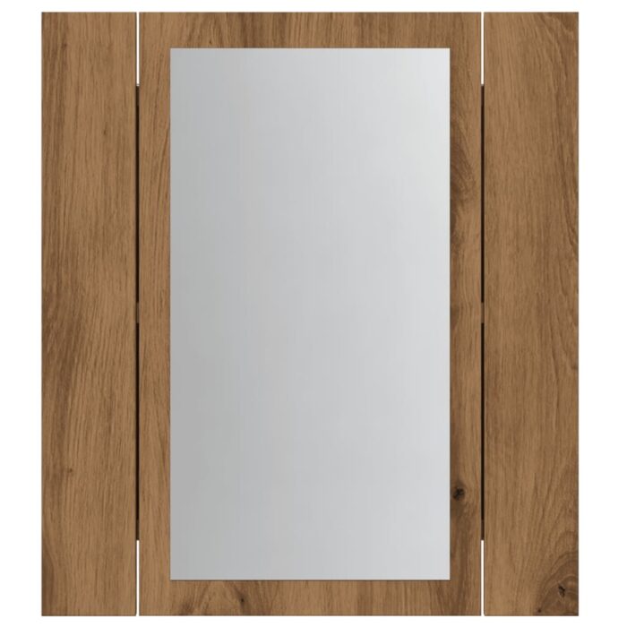 Armoire de salle de bain miroir LED chêne artisanal 40x12x45 cm – Image 5