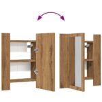 Armoire de salle de bain miroir LED chêne artisanal 40x12x45 cm – Image 9