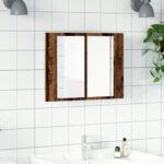Armoire à miroir LED vieux bois 60x12x45 cm bois d'ingénierie – Image 2