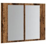 Armoire à miroir LED vieux bois 60x12x45 cm bois d'ingénierie – Image 4