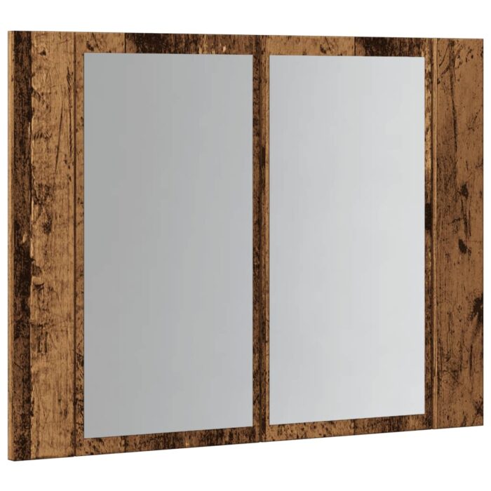 Armoire à miroir LED vieux bois 60x12x45 cm bois d'ingénierie – Image 4