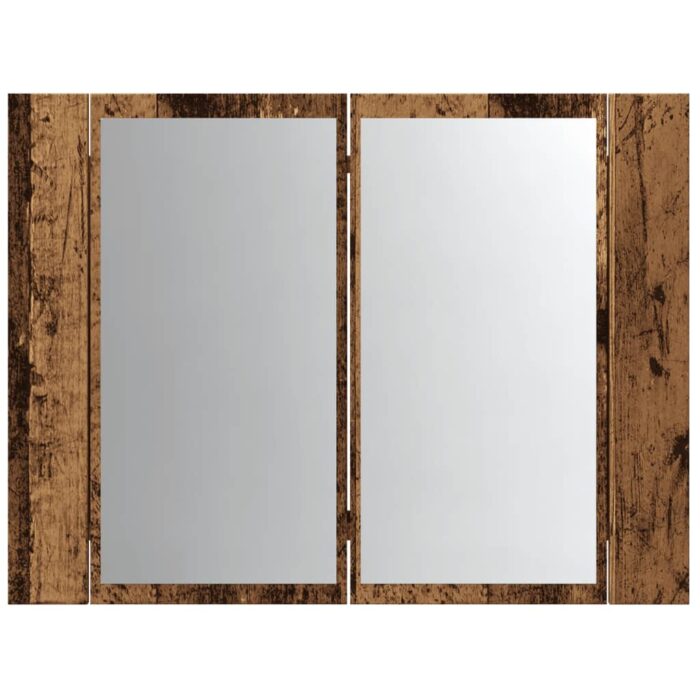 Armoire à miroir LED vieux bois 60x12x45 cm bois d'ingénierie – Image 5