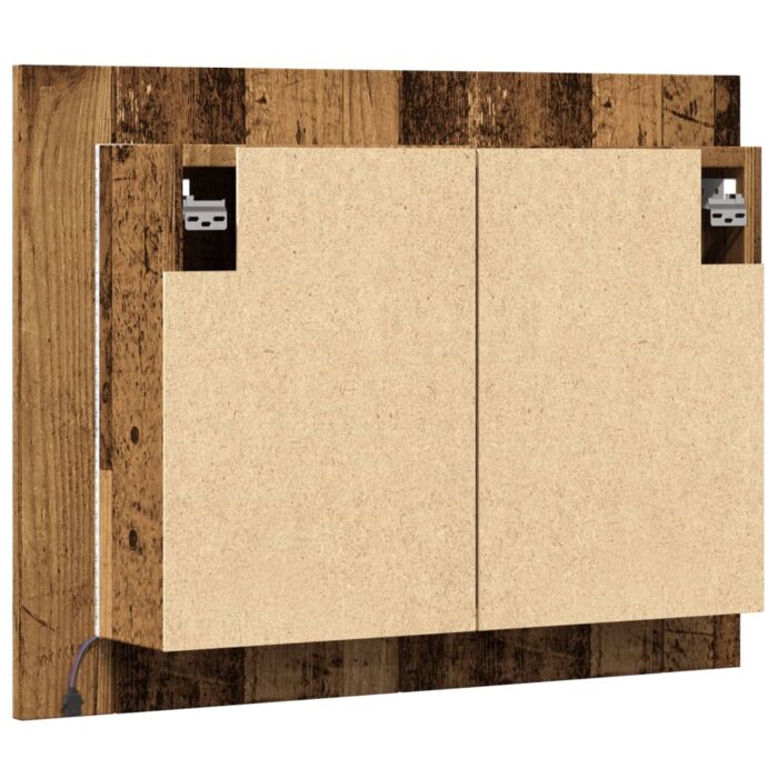 Armoire à miroir LED vieux bois 60x12x45 cm bois d'ingénierie – Image 7