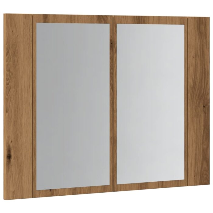 Armoire à miroir LED chêne artisanal 60x12x45cm bois ingénierie – Image 4