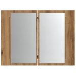 Armoire à miroir LED chêne artisanal 60x12x45cm bois ingénierie – Image 5